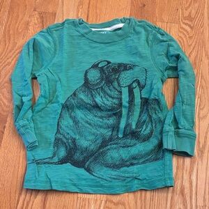 Green Walrus Long Sleeve Kids Shirt (Size 3T)